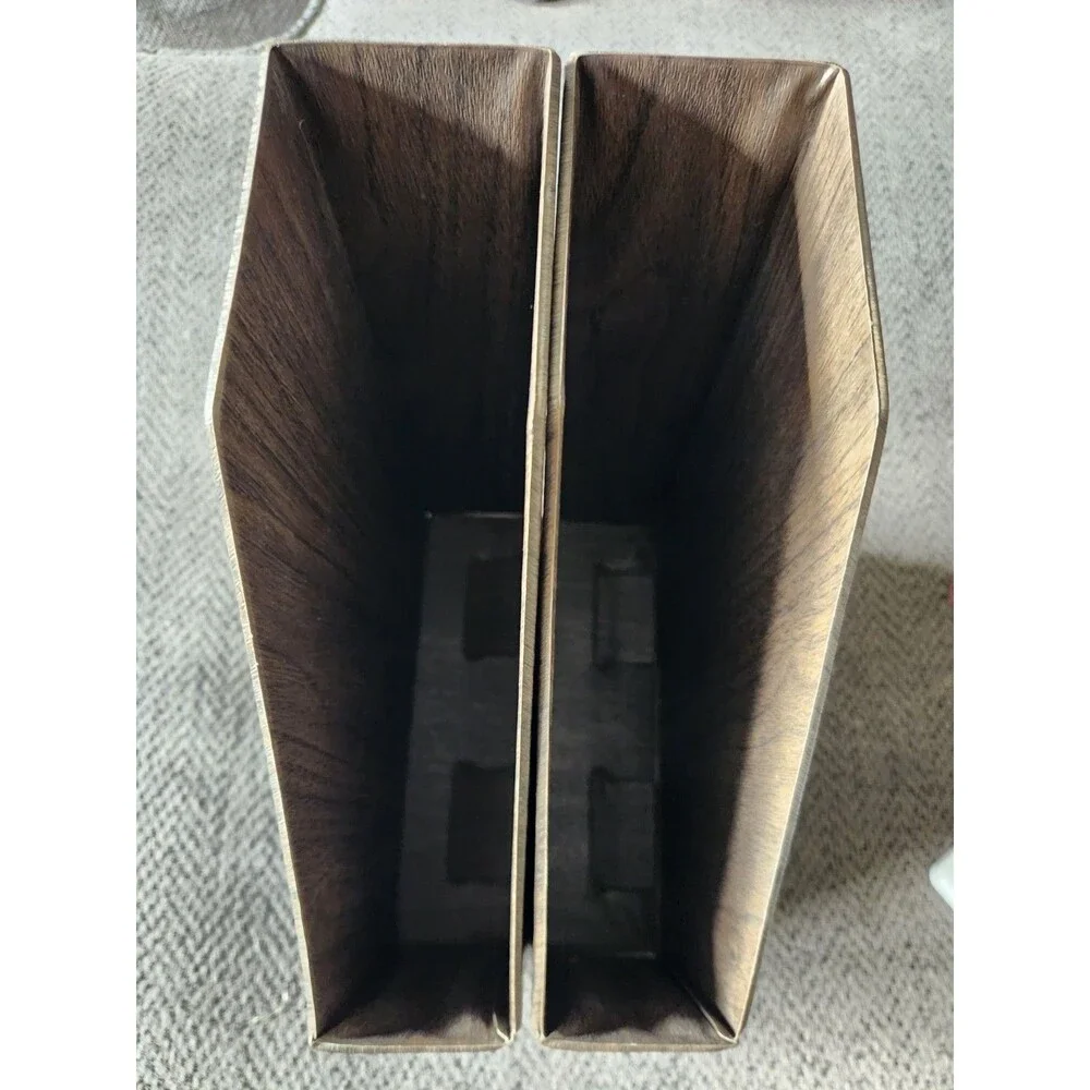 2 Vintage Magazine File Slip Cover Case Holders Letter Size Woodgrain Design